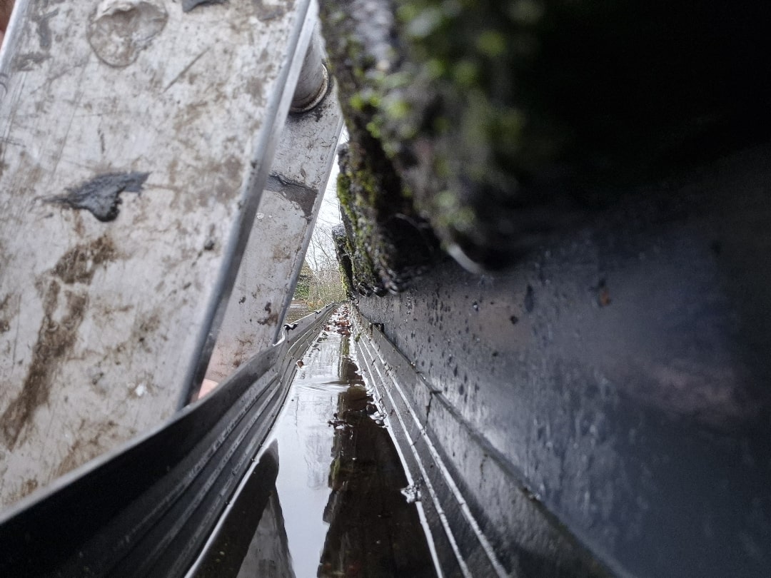 View from gutter of commercial building